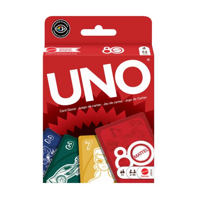 UNO Mattel 80Th Ruby Red Card Game For Kids & Family Night - WiredVillage Games - Mattel